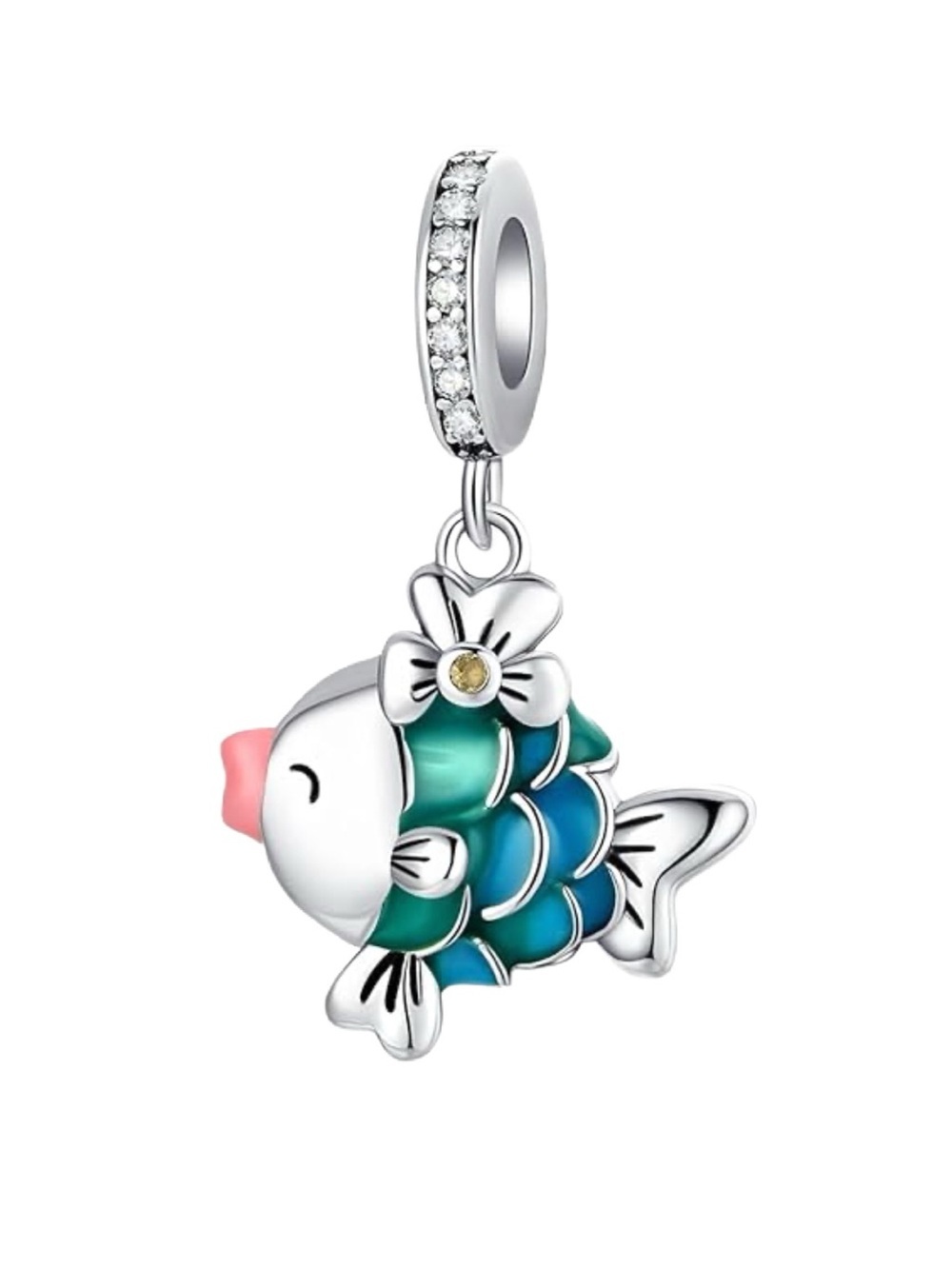 S925 Silver & Blue with Kissy Lips Dangle Charm - NWOT